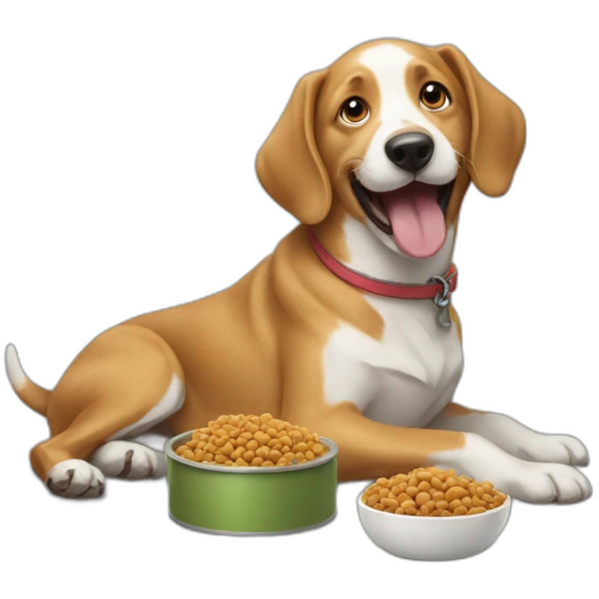 happy dog eating dog food emoji