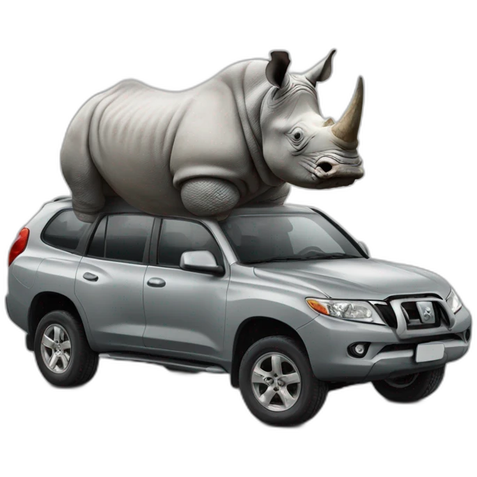 Rhinoceros on car emoji