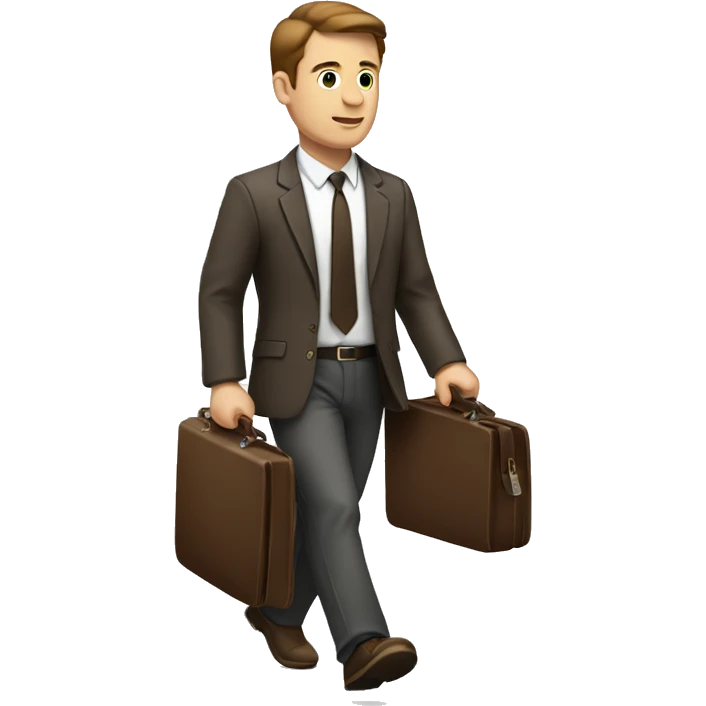 White man brown hair walking with briefcase facing right emoji