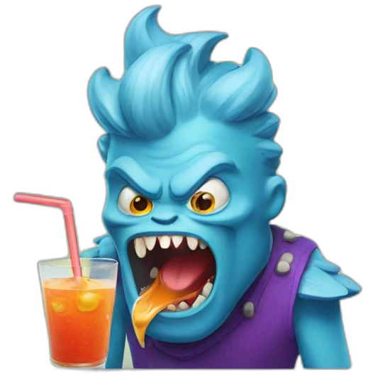 A monster drinks juice emoji
