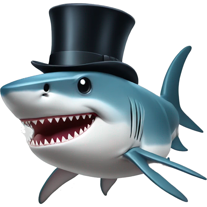 Shark with a top hat emoji
