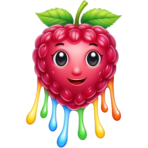 A rainbow raspberry emoji
