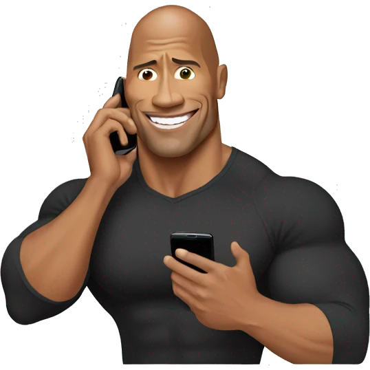 dwayne johnson with a mobile phone emoji