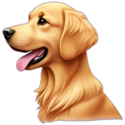 Golden retriever dog with pink colour emoji