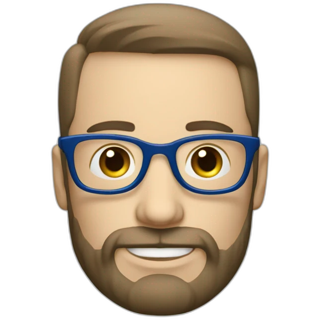Hombre mayor con barba blanca y lentes azules, pelo blanco emoji