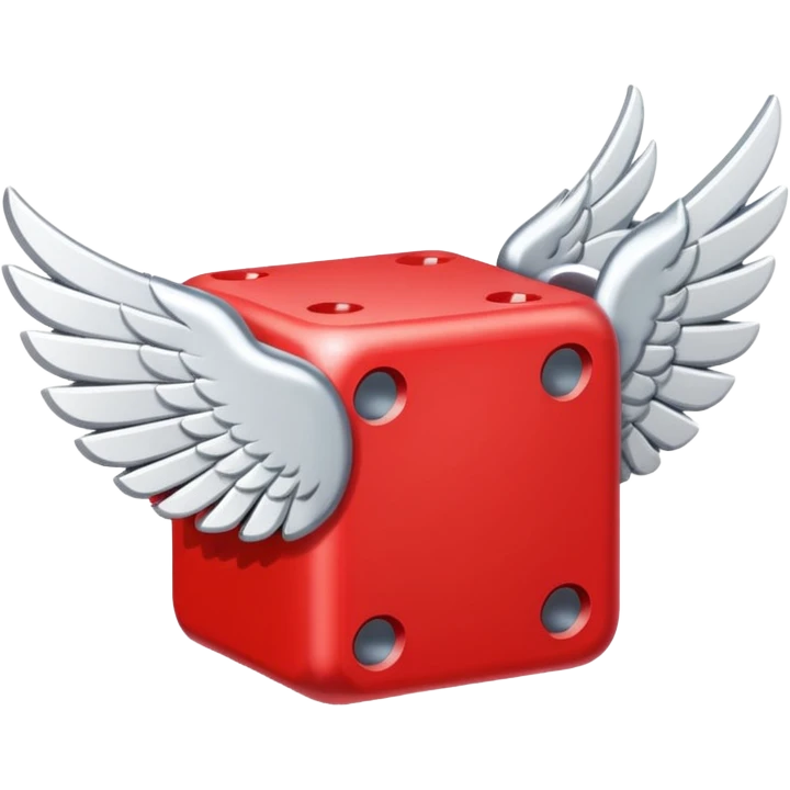 Red lucky block  with white wing emoji