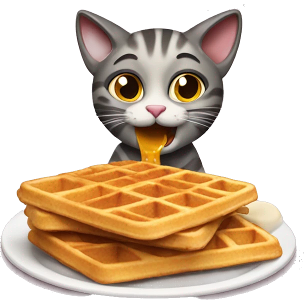 cat eating waffles emoji