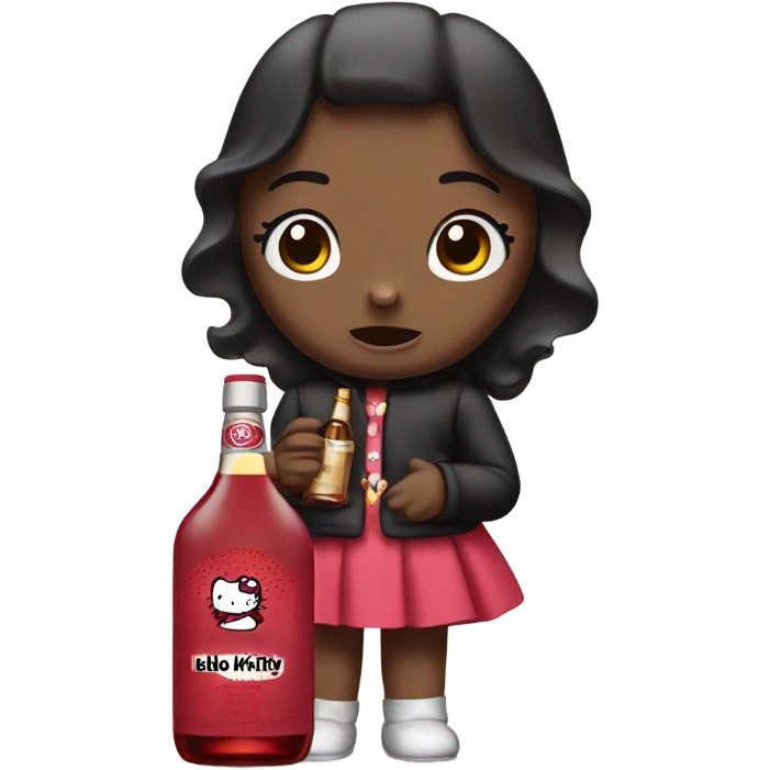 Hello kitty crying tears sad holding Hennessy bottle😭  emoji