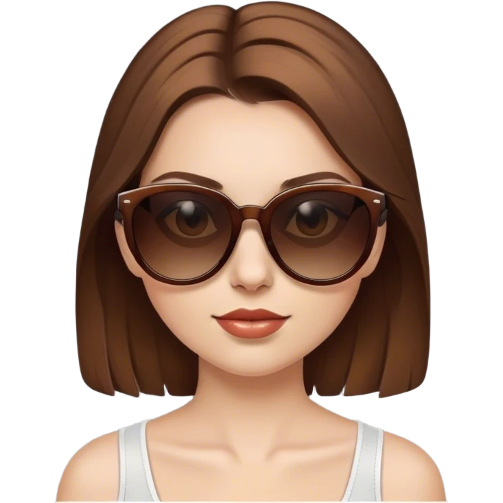White girl with brown hair wearing sunglasses emoji