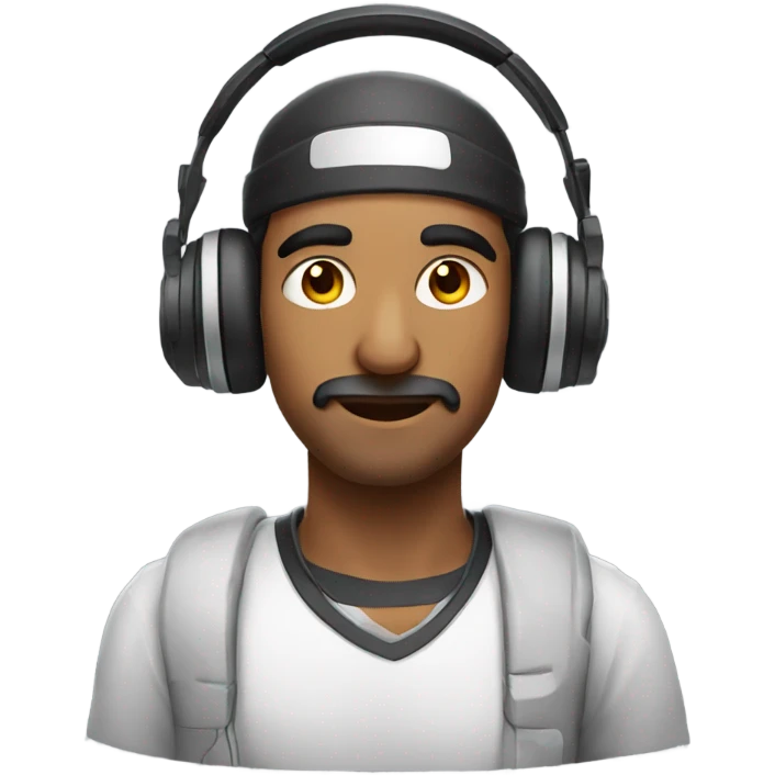 Indian man wearing a gamer headset emoji
