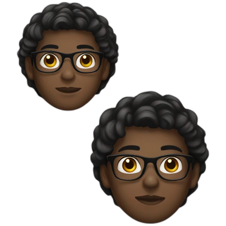 A 17-year-old boy wearing black glasses, with dark skin and elegant hair emoji