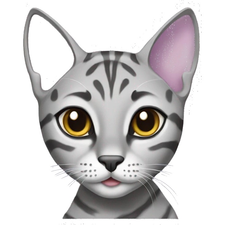Grey bengal girl cat with lilac colar emoji
