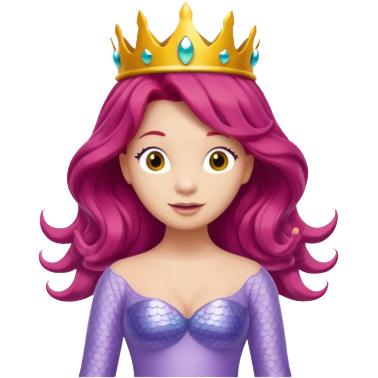 Bubbles the Mermaid from The Wiggles with light skin, long red hair, light lilac outfit, yellow crown emoji