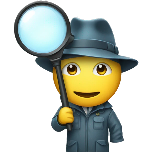 a man in a detective suit, in a raincoat, with a hat and a magnifying glass in his hands. White skin emoji