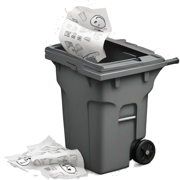 the paper is thrown into the waste bin emoji