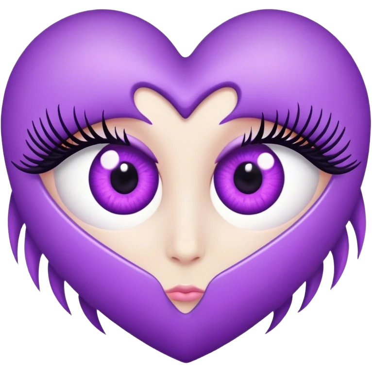 a purple heart with one symmetrical eye with eyelashes emoji