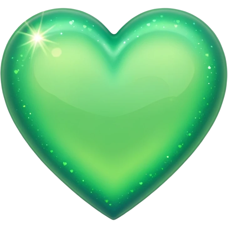 green heart with a soft glow and sparkles emoji