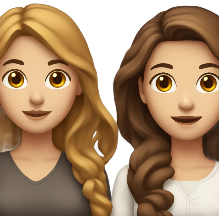 2 white females with brown hair and one brown female with brown hair together emoji
