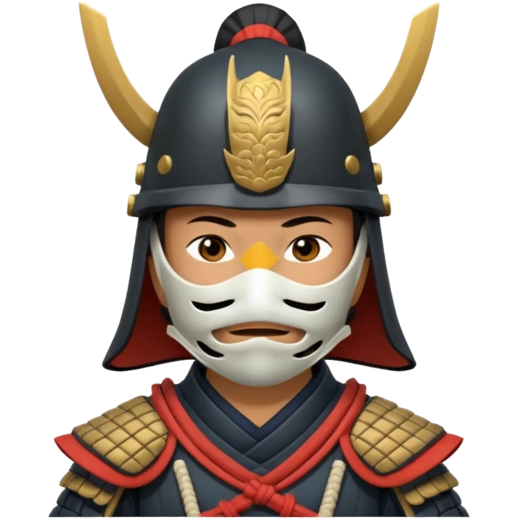 Samurai with helmet and a mask covering their mouth emoji