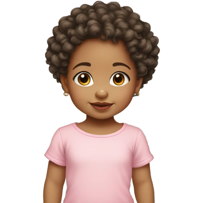 Beautiful baby toddler girl mixed race light skin curly hair wearing designer toddler clothes emoji