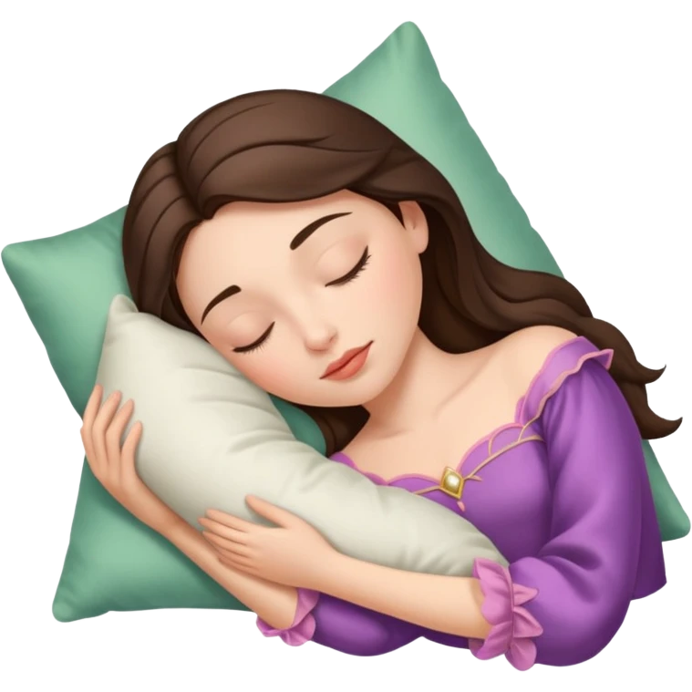 sleeping beauty brunette white girl with a silk pillow emoji