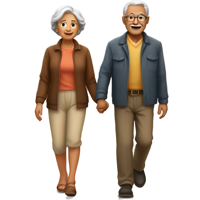 Old couple walking in sunset emoji