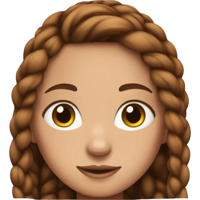 girl with straight brown braids, brown eyes, white skin, freckles, pink shirt emoji
