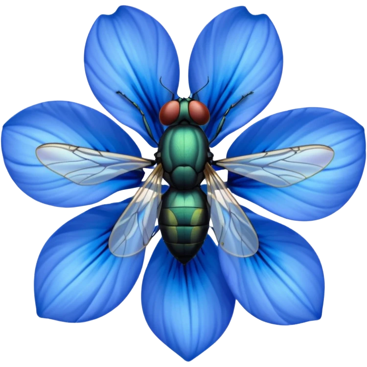 
fly on blue flower emoji