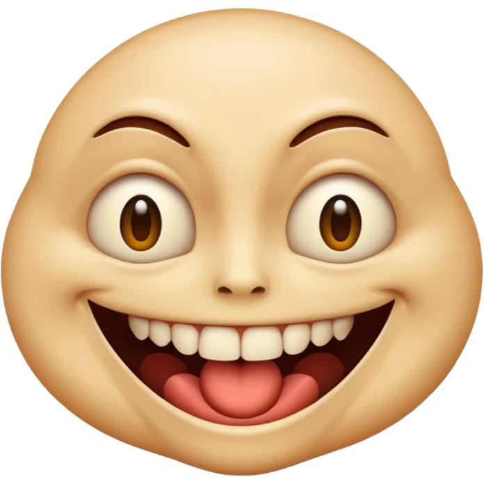 freaky emoji with creepy grin and odd proportions emoji