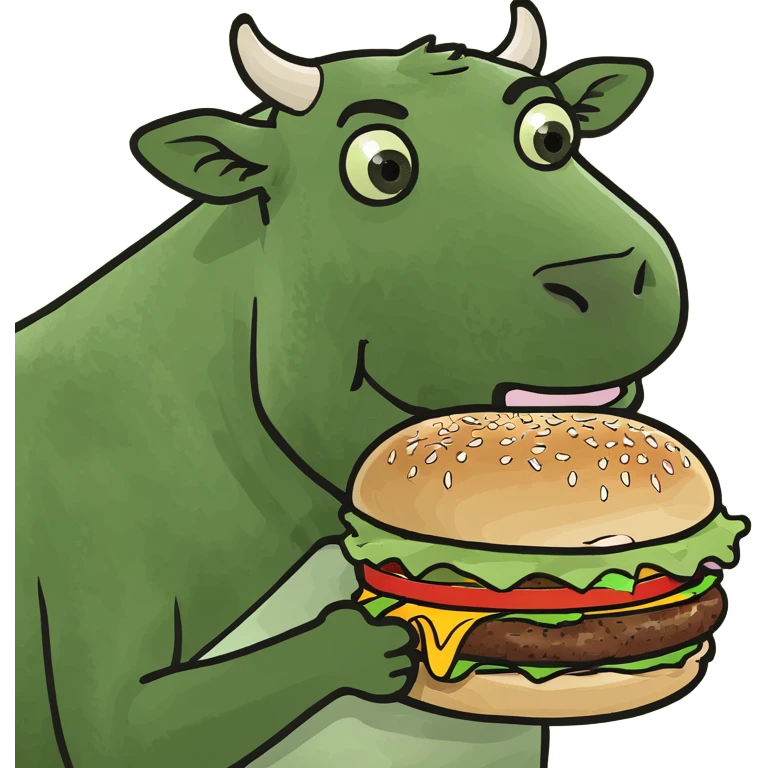 Cow eating burger emoji