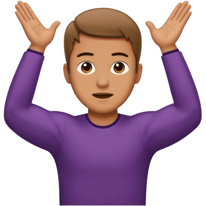 man backing down from argument with arms up emoji