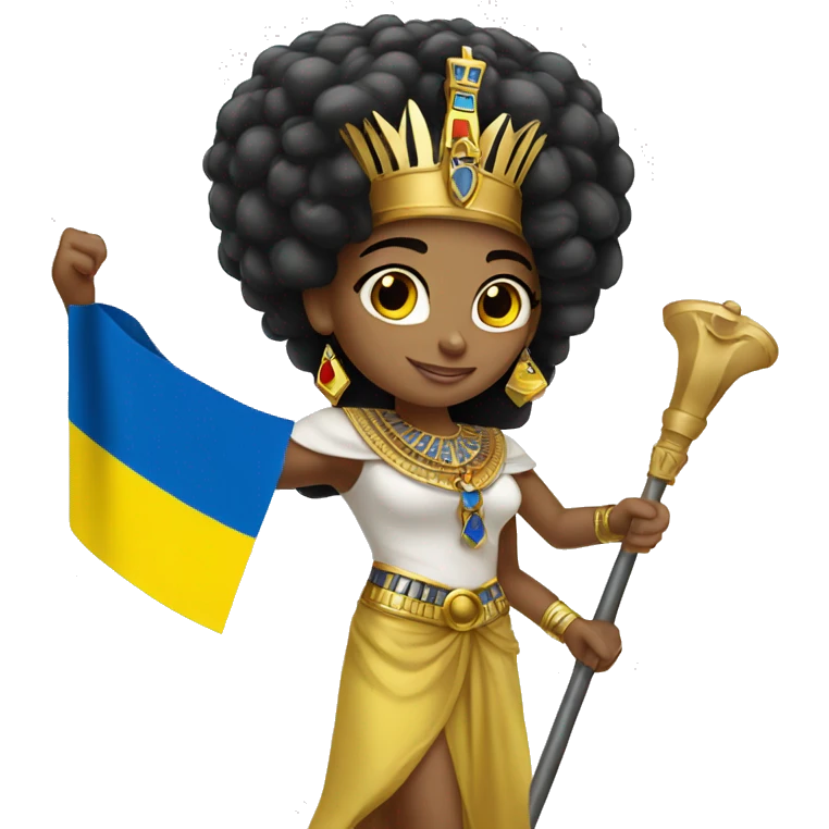 Egyptian queen girl holding ukraine flag emoji