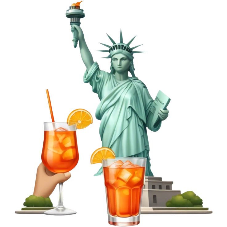HOLDING COCKTAIL APEROL, statue of liberty emoji