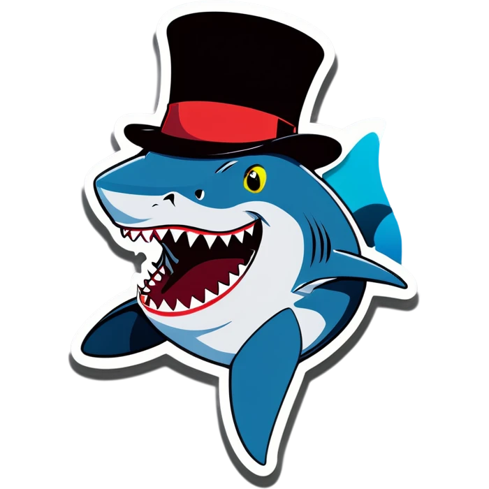Shark with a top hat emoji