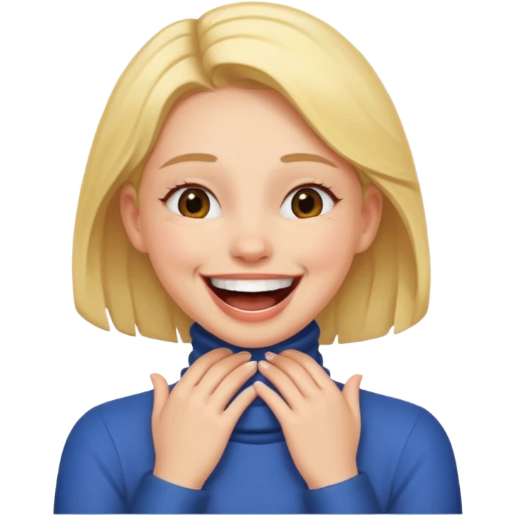 Girls hands on her neck laughing emoji