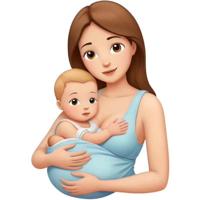 Mother tenderly breastfeeding baby, maternal bond emoji
