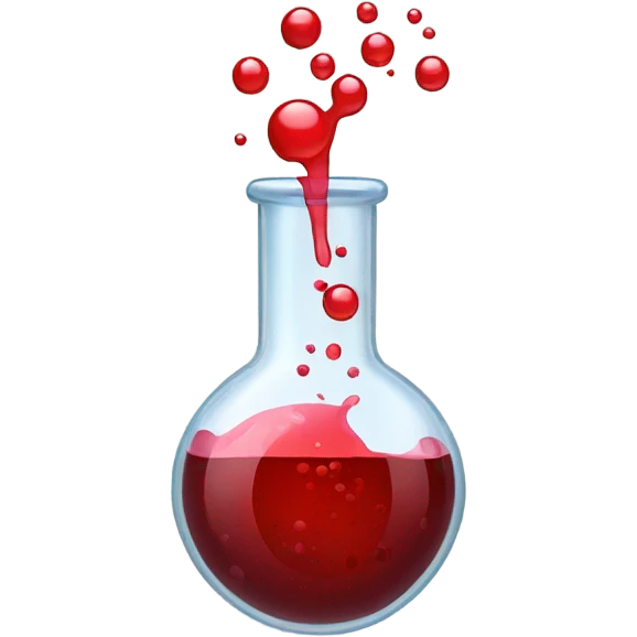 A chemical flask with blood inside and bubbles emoji