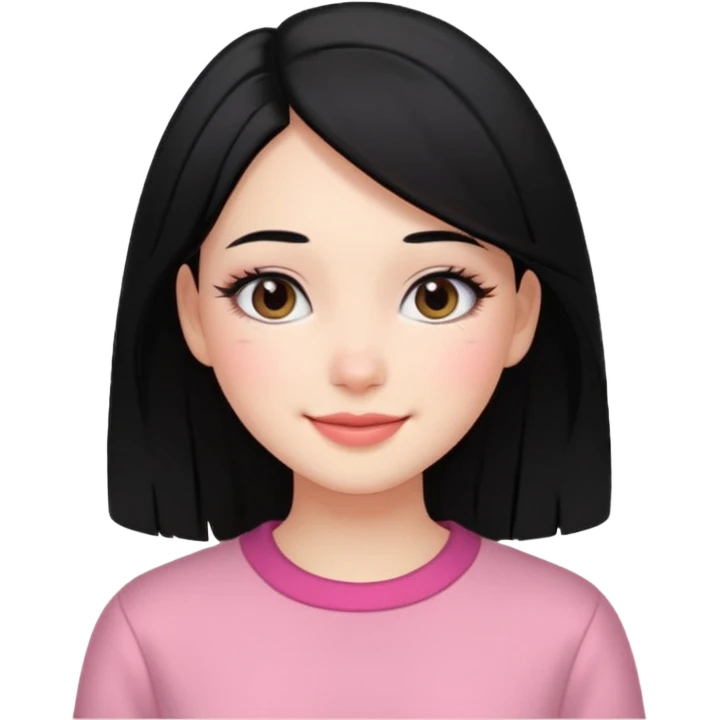 Girl with black and long hair with aesthetic clothes and with aesthetic makeup with a smile  emoji