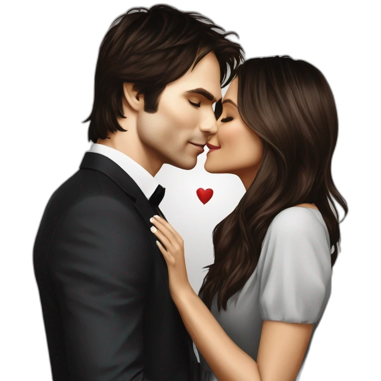 Ian Somerhalder kissing Nina Dobrev emoji