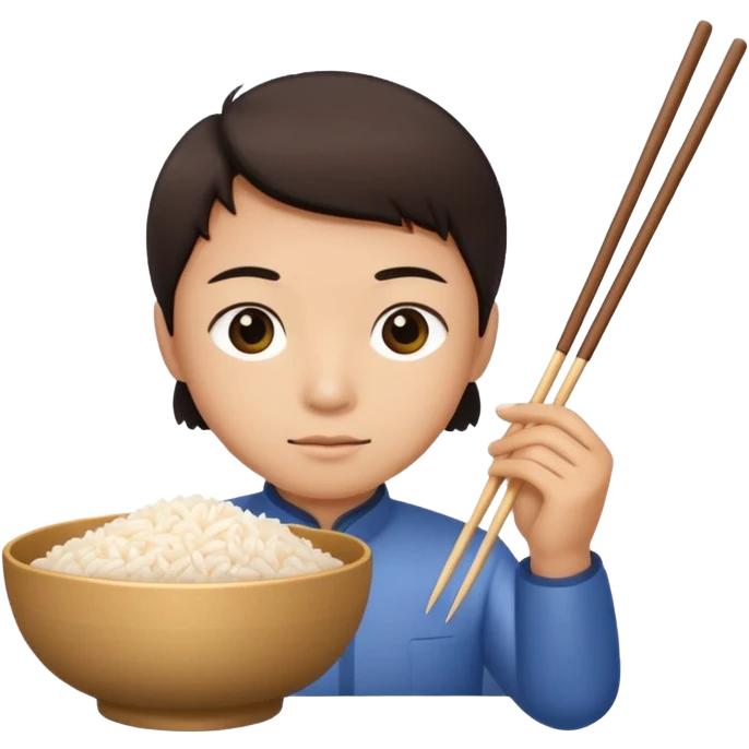 Chinese person holding a chopstick and a bowl of rice emoji