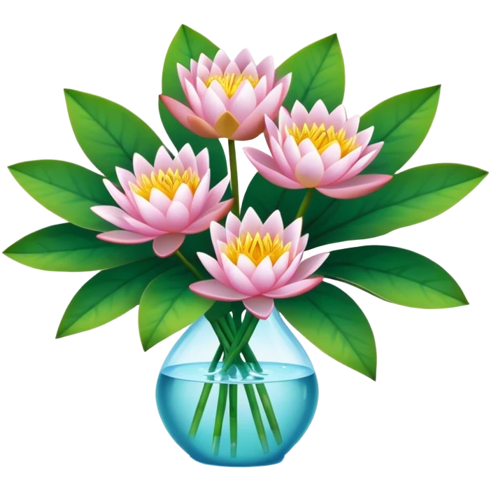 big bouquet Water Lily, stem, leaf emoji