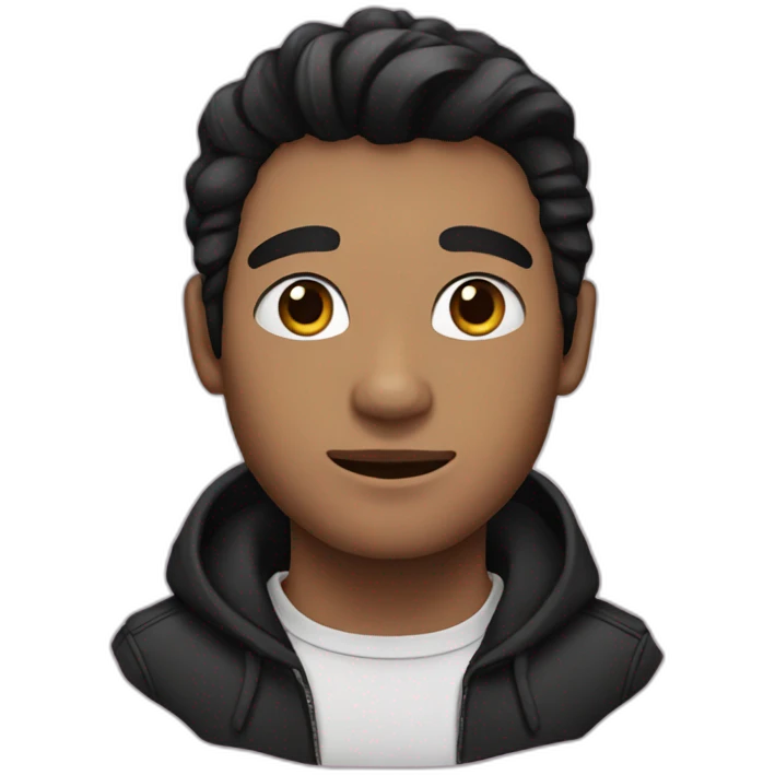 A man with black hair and a black cat emoji