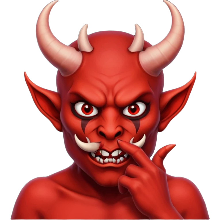 Creppy devil and shushing someone  🤫 emoji