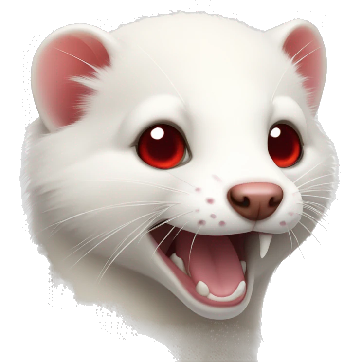white ferret with red eyes grinning  emoji