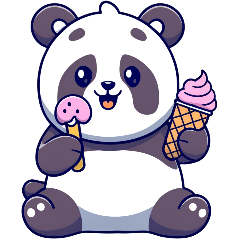 Panda eating ice cream emoji