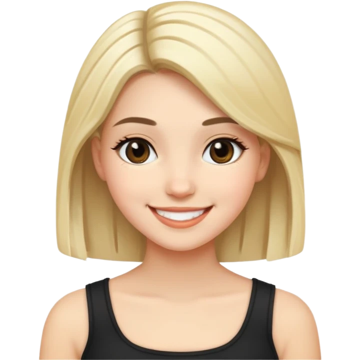 a girl with black and blonde hair smilling emoji