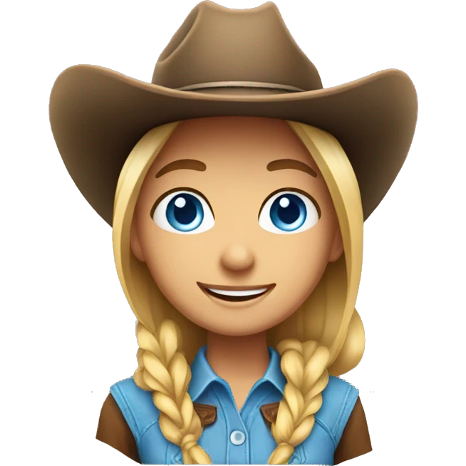 smiling girl with blue eyes cowgirl emoji