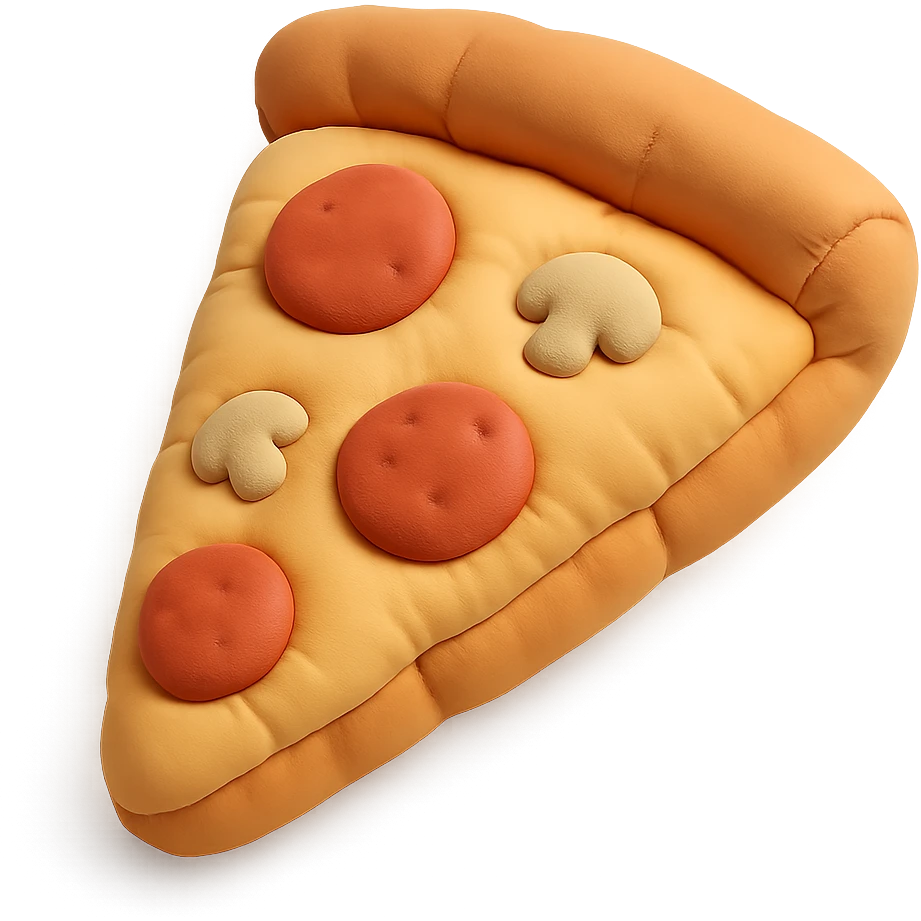 plushie style slice of pizza, soft and cute, cushion style emoji