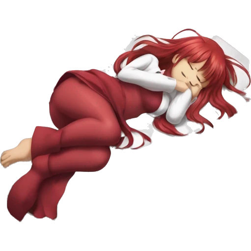 full body sleeping Rias Gremory anime style art emoji