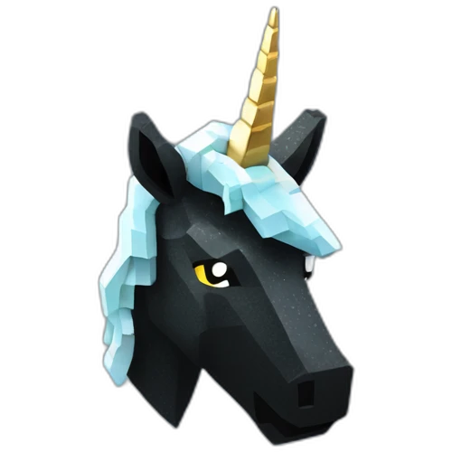 Minecraft Glitter Black Unicorn Head With Diamond Horn emoji